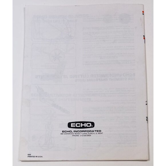 1988 ECHO Grass/Weed Trimmer Brushcutter and Clearing Saw User's SAFETY MANUAL - Picture 2 of 2